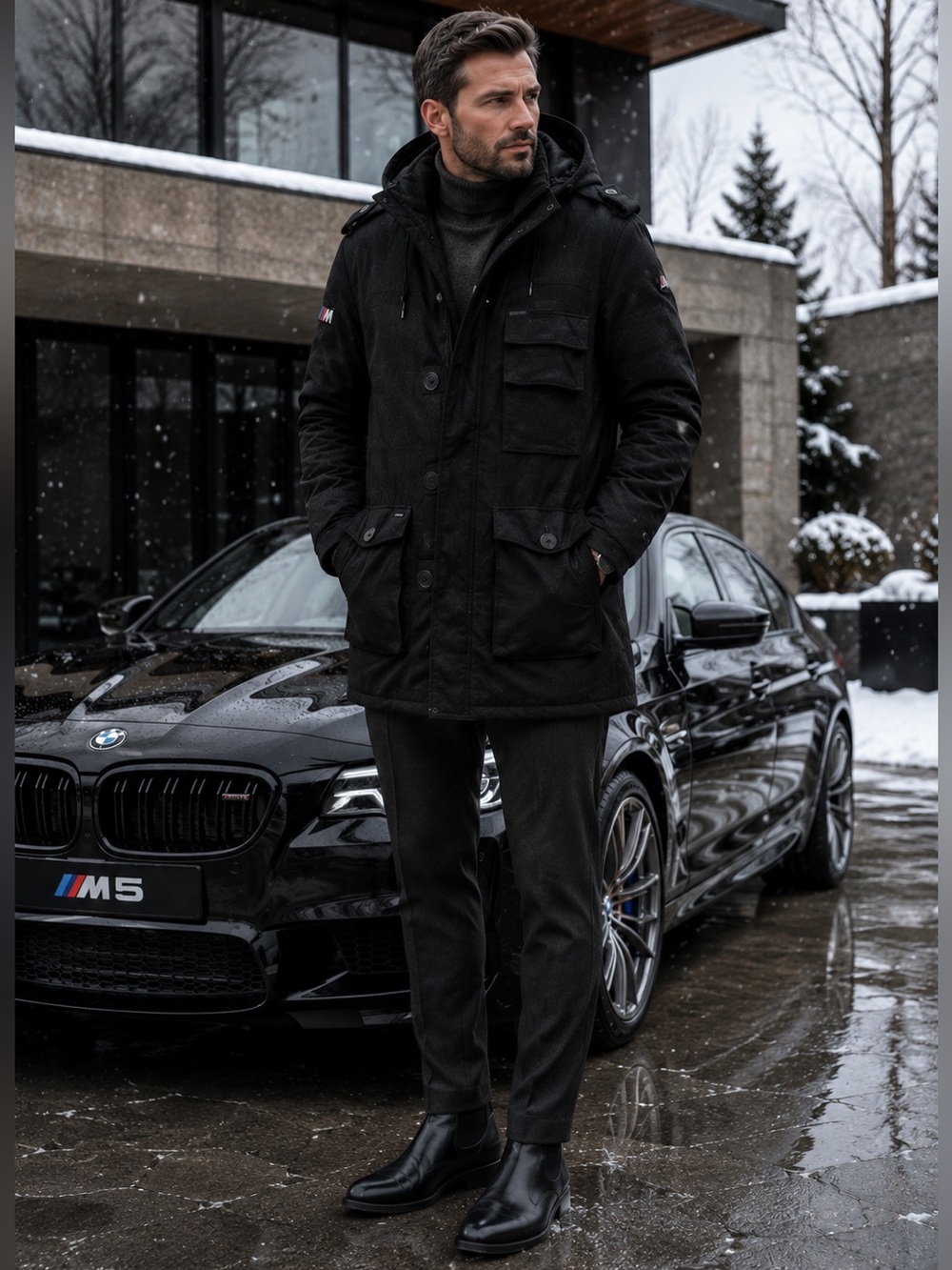 Nobis Shelby Powered by BMW M Down Parka Mens M Black Waterproof Luxury Winter